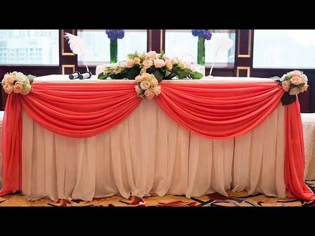 How To Swag Table and decorate with flowers. Table Cloth Decoration ( Tutorial )