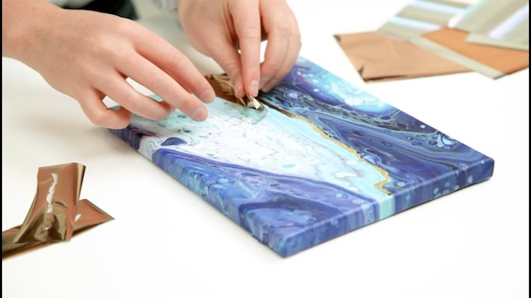 Learn how to add gold foil to Color Pour paintings