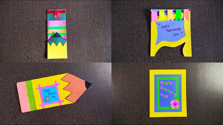 4 easy teachers day card design | How to make teachers day greeting card for school teachers