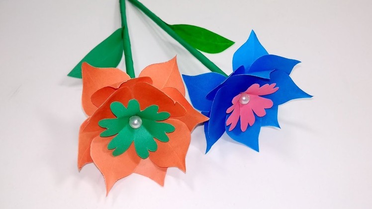 Beautiful Stick Flower with Paper!! DIY Paper Stick Flower Step By Step | Jarine's Crafty Creation