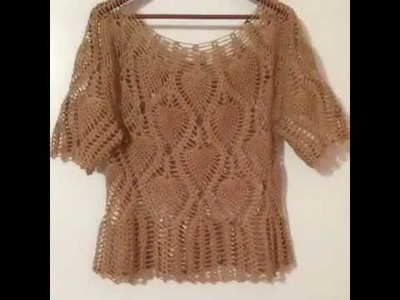 DIY.Blusa tejida de croche facil-Easy crochet pineaplle blouse pattern