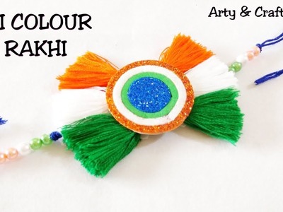 DIY Indian Tricolor Color Rakhi.Thread Rakhi Making.Tiranga Rakhi.Indian Rakhi