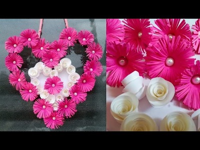 Diy paper flower wall hanging.Simple and beautiful wall hanging.Wall decoration by KovaiCraft #54