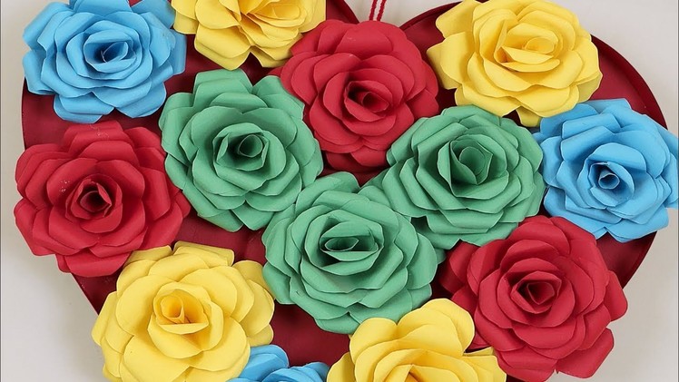 DIY Paper Rose Heart Wall Shaped Decor Showpiece || Wall Hanging Making at Home || Handmade Craft
