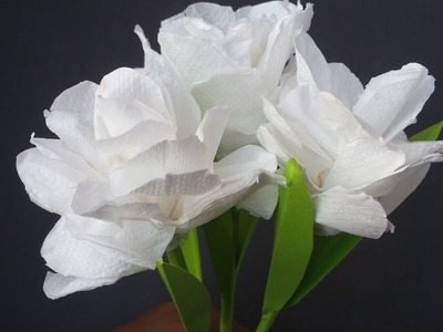DIY: Tissue paper Flower!!! How to Make Beautiful White Flower With Tissue paper!!!