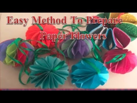 Easy method to prepare paper flowers at home, Ganapti flower decoration ideas