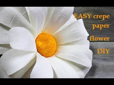 Easy paper flower for backdrop. Crepe paper flower. How to make paper Daisy flower. Free template