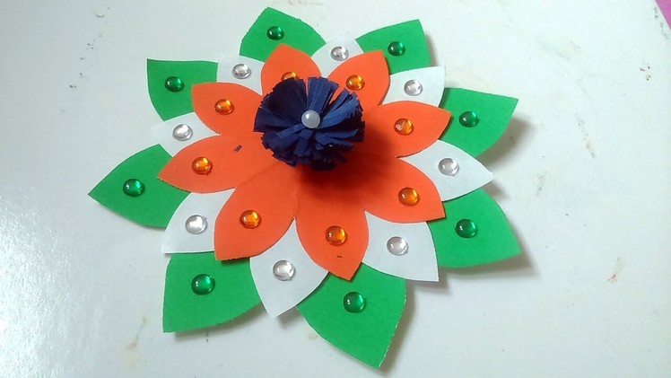 Easy Paper flower for independence day decoration|15 august decor idea for schoolCraft idea for kids