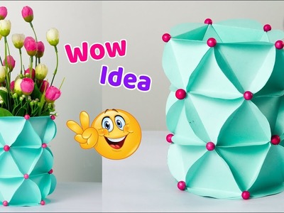 Genius way to make Paper Vase in 5 minutes | DIY Desk Decor | Paper Craft | Artkala