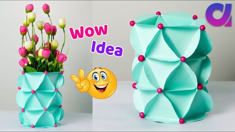 Genius way to make Paper Vase in 5 minutes | DIY Desk Decor | Paper Craft | Artkala