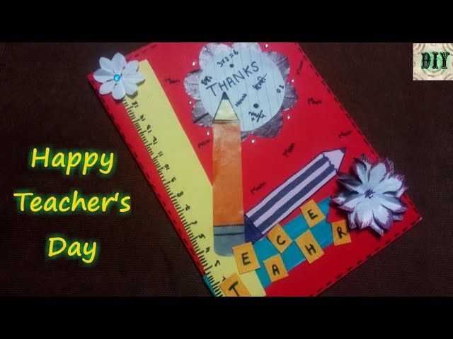 Handmade Teacher's day card making idea.DIY Teacher's Day card | Paper flower.card | Pencil card. .