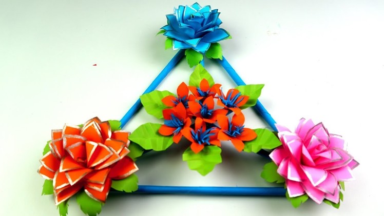 How to Make Beautiful Wall Hanging With Paper - Paper Flower Wall Hanging - Wall Decoration ideas