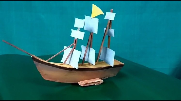 How to make Boat with Popsicle Stick+Paper Board