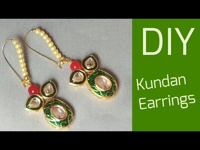 How to make designer kundan hoop earrings at home.DIY indian bridal jewelry making tutorial