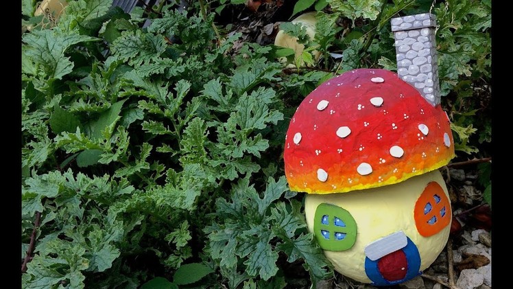 How To Make DIY Paper Mache Fairy Mushroom House From Recycled Materials (school project craft idea)