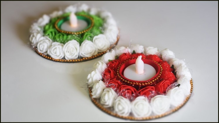 How To Make Diya Stand. Candle Holder from Old CD.DVD | DIY Diwali Decorations