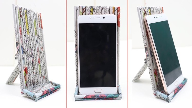 How to Make Easy DIY Smartphone Holder Mobile Stand with Rolled Newspaper Best out of Waste Crafts
