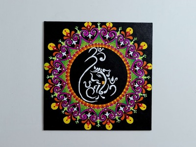 How to Make Easy Ganesha Painting. Mandala Art. Clay Ganesha on Canvas