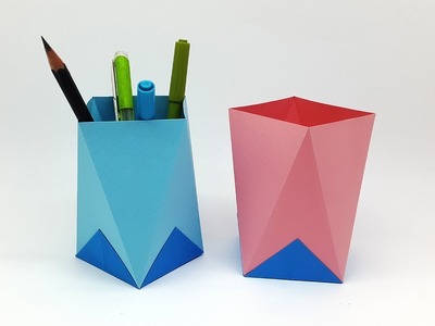 How to Make Easy Origami Pen Holder | Paper Pen Stand | Paper Pencil Holder