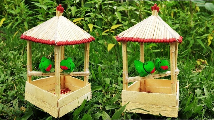 How to make mini Matchstick bird house। mini home for birds। matchstick art.