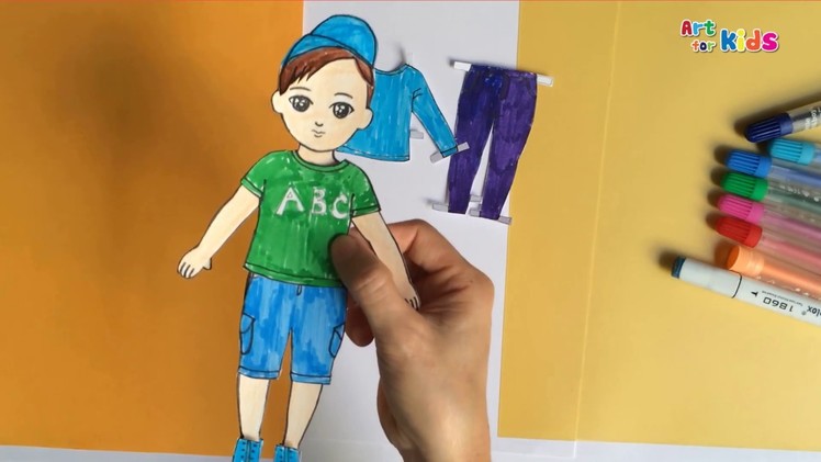 How to make paper doll boy | How to draw clothes for doll with paper | Art for kids