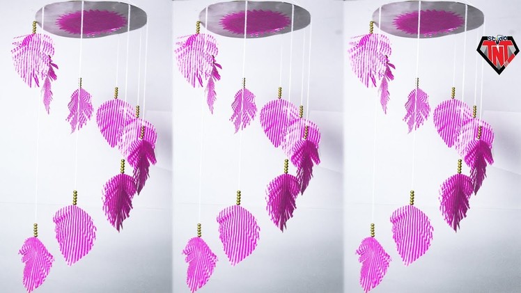 How To Make Paper Feather Wind Chime || DIY Paper Feather Wind Chimes || কাগজ দিয়ে ডোরবেল তৈরি