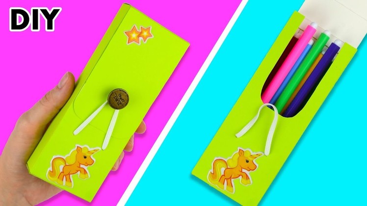 How to make Pencil Case from Cardboard #2, DIY Paper Pencil Case
