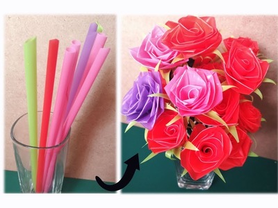 How to make straw rose flower crafts. diy. art