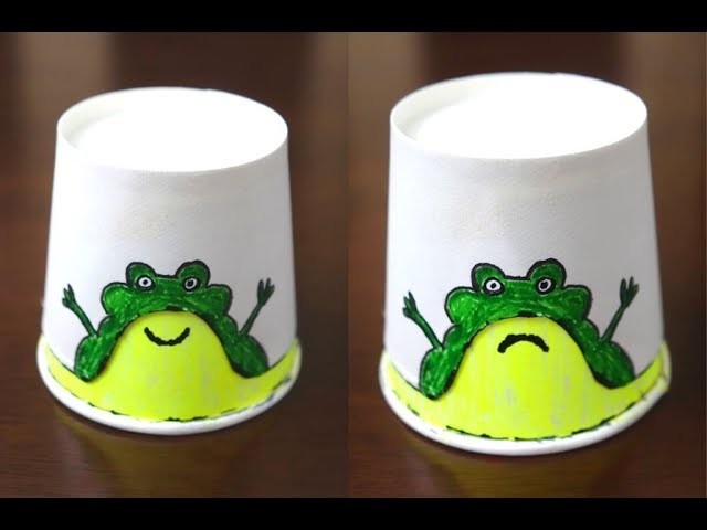 Paper Cup Frog with Two Emotions ~  How to Make It & Draw It ~ Funny Video for Kids ~ Tutorial