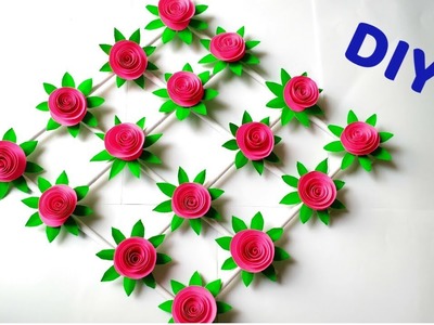 Paper flower wall hanging craft ideas.Room decoration ideas ,paper craft.