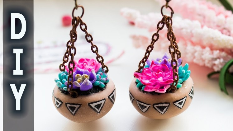 Succulents in a pot ???? DIY Earrings ????Polymer Clay