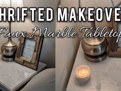Thrifted Makeover DIY-Faux Marble Tabletop Contact Paper Review & Demo!