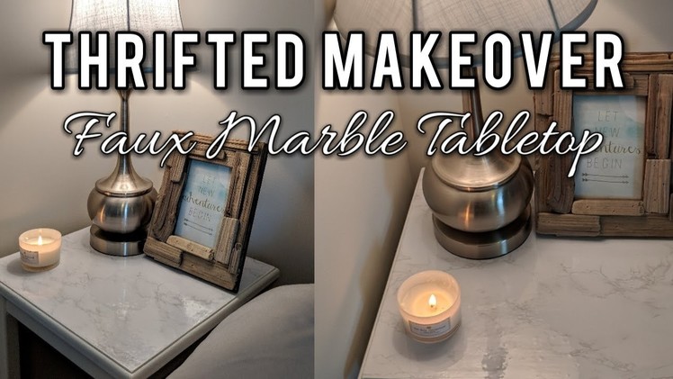 Thrifted Makeover DIY-Faux Marble Tabletop Contact Paper Review & Demo!