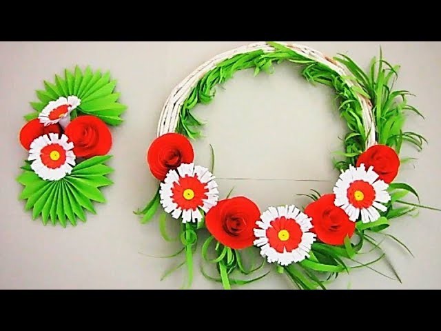 Wall Decoration Ideas | Beautiful Wall Hanging Making at Home | Paper Flower Wall Hanging 67