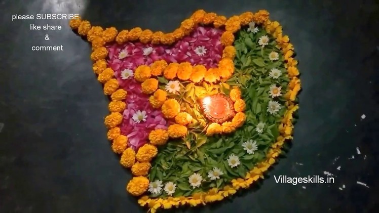 2 DIY Flower rangoli ideas for festivals, Ganesh chaturthi,Dasara,Diwali,sankranthi,Ugadi,sivarathri