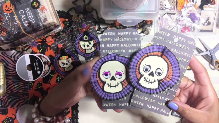 #20. Halloween ???? Craft Series 2018 - DIY Skeleton Face Gift Tags Embellishments