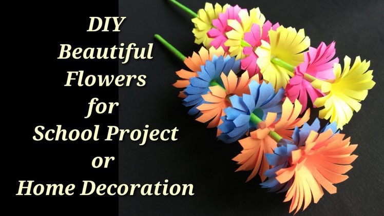 Beautiful Paper Stick Flowers | DIY Origami Flowers | School Project | By Sangeeta |