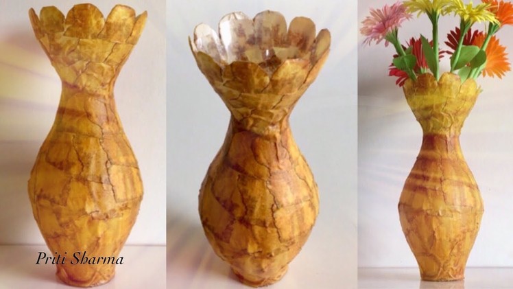 Best Out Of Waste Plastic Bottle Flower Vase - 10. DIY. Plastic Bottle Craft Idea | Priti Sharma