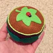 Brown leaf&ladybird embellished felt pincushion GIFT