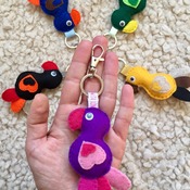 Colourful parrot keyring in various colour variations Bag charm Tag Keyholder