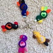 Colourful parrot keyring in various colour variations Bag charm Tag Keyholder