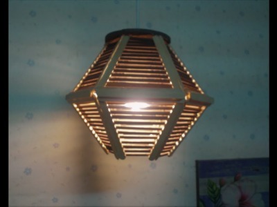 D.I.Y. Lamp from newspaper & popsicle stick (Hexagon hanging)