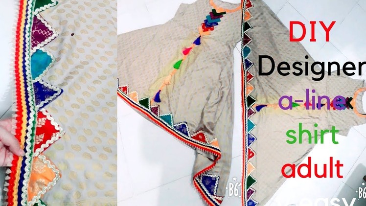 DIY- A- line corners frock design for adult cutting and stitching very easy way