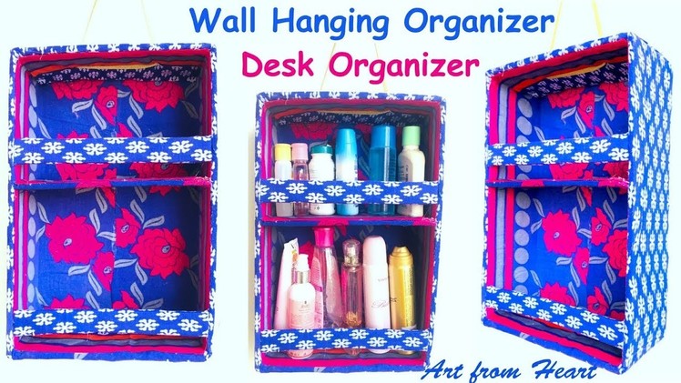 DIY crafts - Wall Hanging organiser.Desk Organizer from waste Amazon Box | Best out of Waste