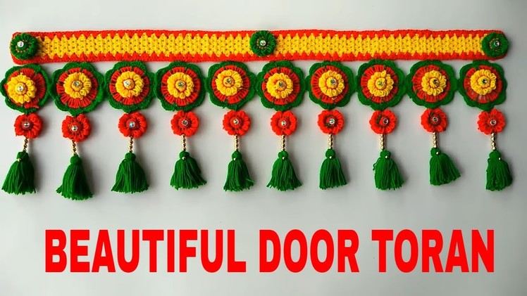 DIY - EASY DOOR HANGING TORAN FROM WOOLEN AND OLD BANGLES || DOOR HANGING TORAN CRAFT MAKING AT HOME