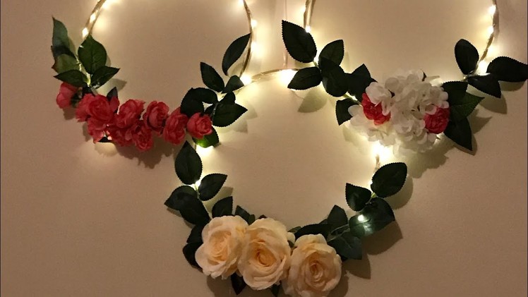 DIY - embroidery hoop wreath | diy- LED floral hoop |diy- decor |Diy- wreath|  DIY- hoop decoration