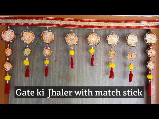 Diy Gate ki jhalar with wool and math stick. canniter and crafter of gate ki jhaler. 
easy craft