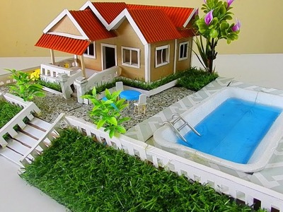 DIY Miniature Dollhouse with Swimming Pool and Garden