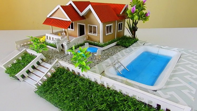 DIY Miniature Dollhouse with Swimming Pool and Garden