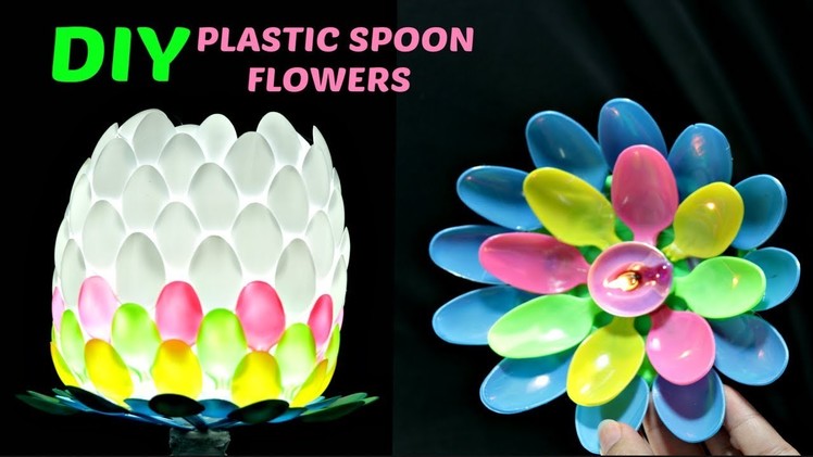 DIY PLASTIC SPOON FLOWER CRAFTS IDEA | best out of waste Home Decoration